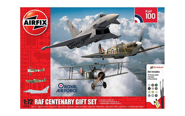 [ܼ] BB50181 [Airfix] BB50181 1/72 RAF Centenary Gift Set Sopwith Camel 2F.1/Supermarine Spitfire Mk.Ia/Eurofighter Typhoon F.Mk.2