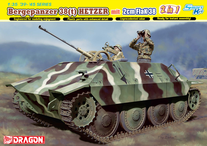 [ܼ] BD6399 [Dragon] BD6399 1/35 Bergepanzer 38(t) HETZER mit 2cm FlaK 38 - Smart Kit (2 in 1)