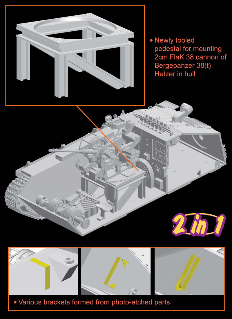 [ܼ] BD6399 [Dragon] BD6399 1/35 Bergepanzer 38(t) HETZER mit 2cm FlaK 38 - Smart Kit (2 in 1)
