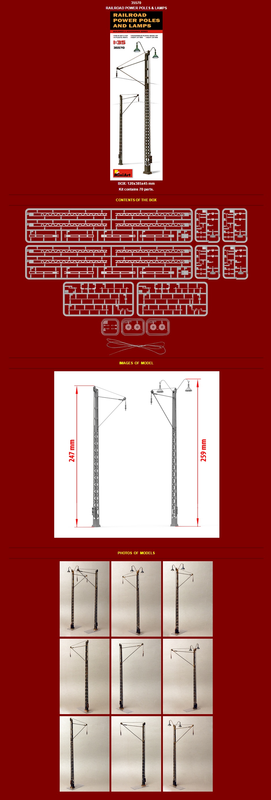 [���ܼ�] BE35570 [Miniart] BE35570 Railroad Power Poles & Lamps