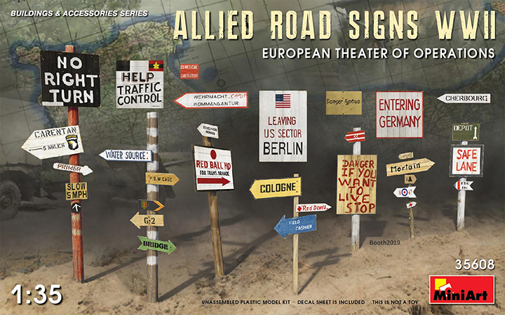 [ܼ] BE35608 [Miniart] BE35608 1/35 Allied Road Sign WWII.European Theatre of Operations