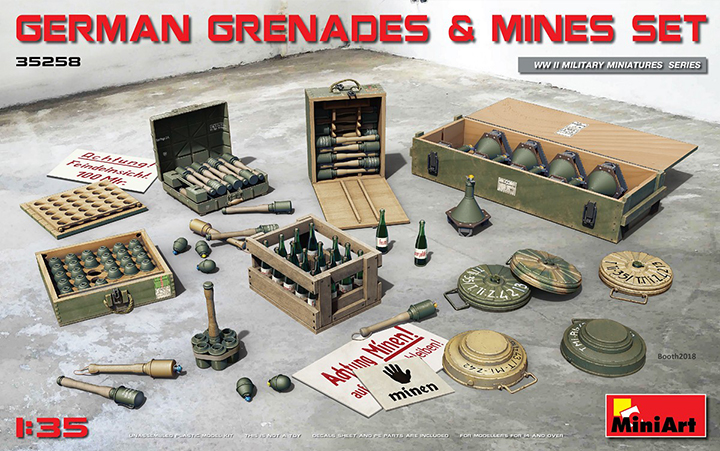 [ܼ] BE35258 [Miniart] BE35258 1/35 German Grenades & Mines Set