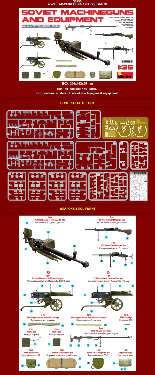 [ܼ] BE35255 [Miniart] BE35255 1/35 Soviet Machine Guns and Equipment