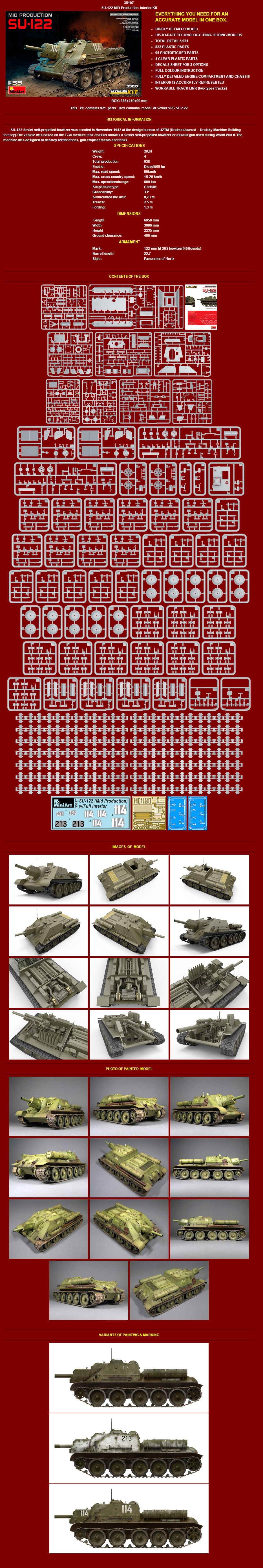 [���ܼ�] BE35197 [Miniart] BE35197 SU-122 (Mid Production) w/ Interior Kit