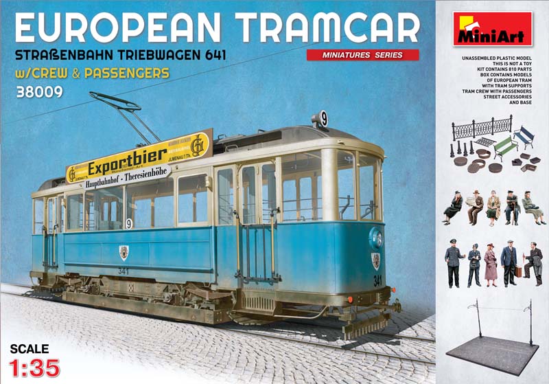 [���ܼ�] BE38009 [Miniart] BE38009 1/35 EUROPEAN TRAMCAR (StraBenbahn Triebwagen 641) w/CREW & PASSENGERS
