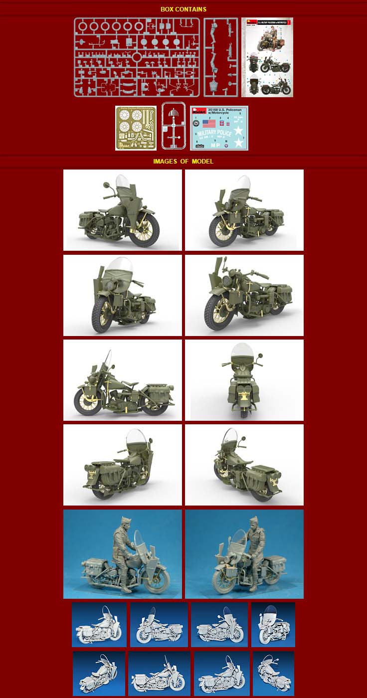 [���ܼ�] BE35168 [Miniart] BE35168 1/35 �̱� ������� �庴 (U.S.Military Police w/Motorcycle)
