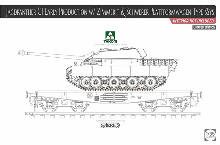 [���ܼ�] BT2125X [Takom] BT2125X 1/35 Jagdpanther G1 Early w/Zimmer & Plaformwagen,SSys-no interior, Limit Edition
