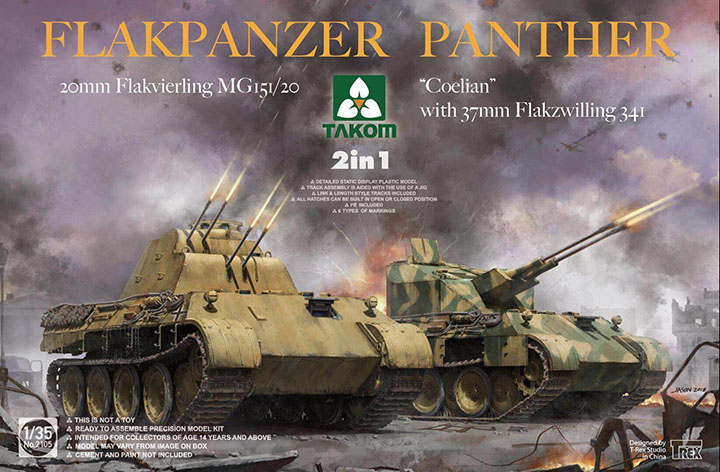 [ܼ] BT2105 [Takom] BT2105 1/35 Flakpanzer Panther Coelian with 37mm Flakzwilling 341 & Flakpanzer Panther 20mm flakvierling MG 151/20