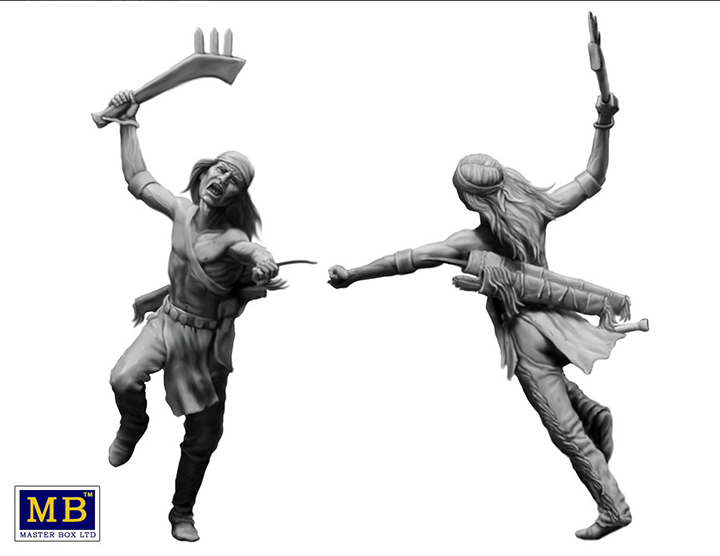 [���ܼ�] CM35192 [MasterBox] CM35192 1/35 Tomahawk Attack-Native American Soldiers 2 Figures Horse