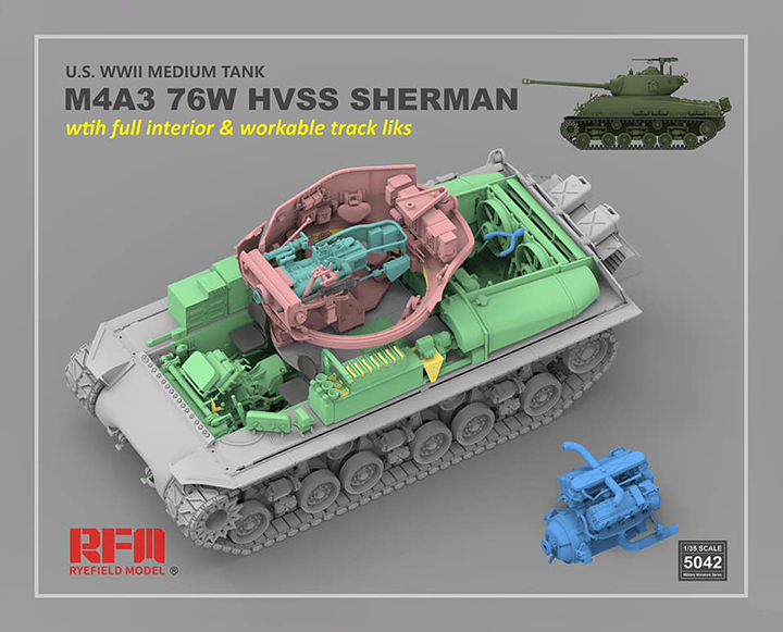 [���ܼ�] CRM5042 [RFM] CRM5042 1/35 M4A3 76W HVSS Sherman w/Full Interior - Workable Track Links