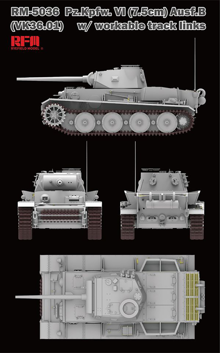 [ܼ] CRM5036 [RFM] CRM5036 1/35 Pz.kpfw.Vi 7.5cm Ausf.b VK36.01 w/ Workable Track Links