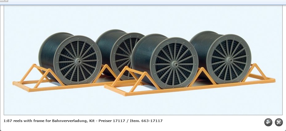 [ܼ] FSP17117 [PREISER] FSP17117 1:87 reels with frame for Bahnververladung