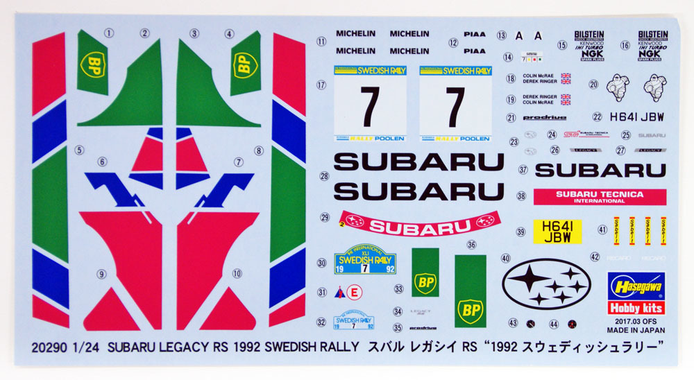 [���ܼ�] BH20290 [Hasegawa] BH20290 Subaru Legacy RS 1992 Swedish Rally 1/24 scale kit