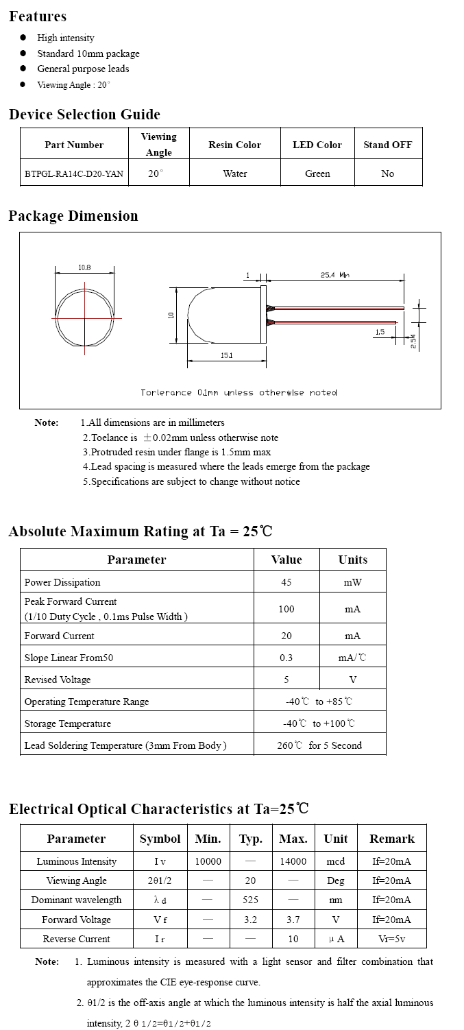 [ܼ] BTPG-RA14C LED 10 ֵ - ()