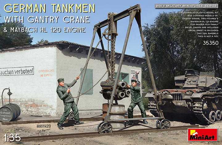 [ܼ] BE35350 [Miniart] BE35350 1/35 German Tankmen with Gantry Crane and Maybach HL120 Engine