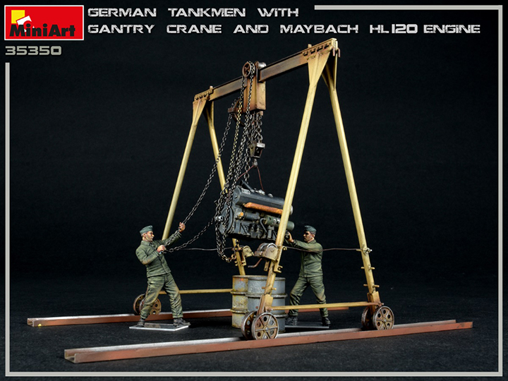 [ܼ] BE35350 [Miniart] BE35350 1/35 German Tankmen with Gantry Crane and Maybach HL120 Engine