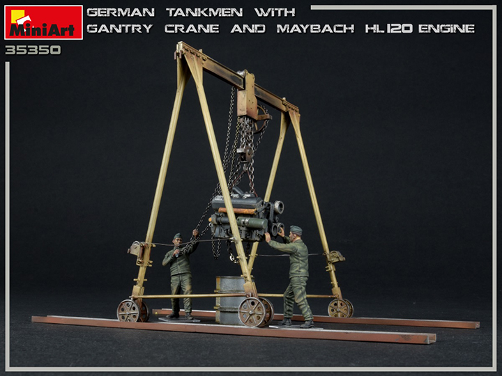 [ܼ] BE35350 [Miniart] BE35350 1/35 German Tankmen with Gantry Crane and Maybach HL120 Engine