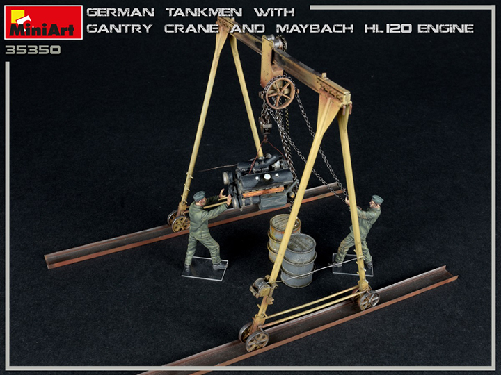 [ܼ] BE35350 [Miniart] BE35350 1/35 German Tankmen with Gantry Crane and Maybach HL120 Engine