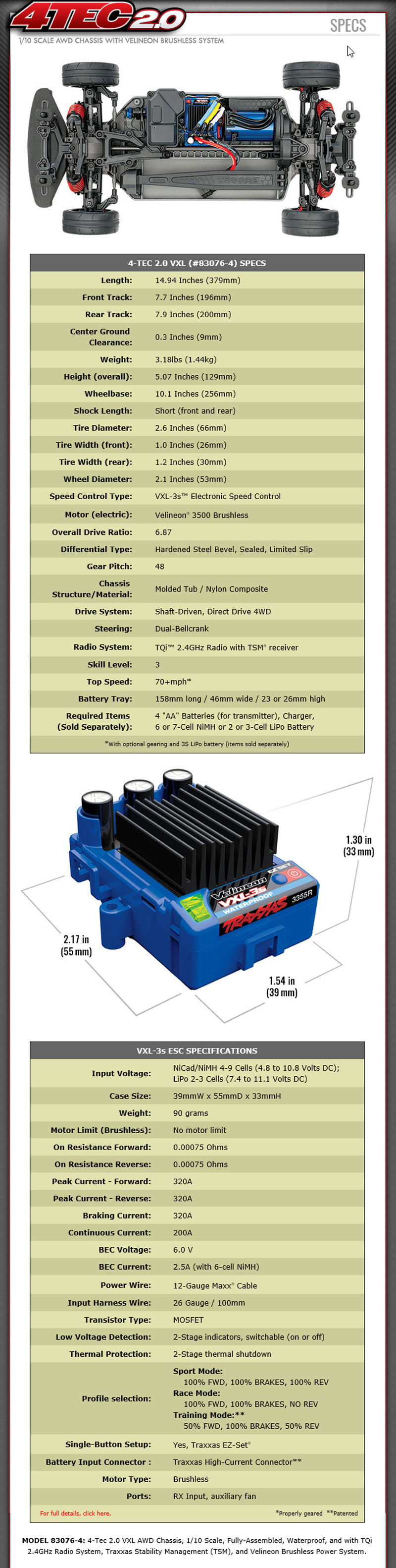 [���ܼ�] CB83076-4 [Traxxas] ������� 110KM/H �귯������ 4-Tech 2.0 VXL-3s, TSM (�ٵ� ����)