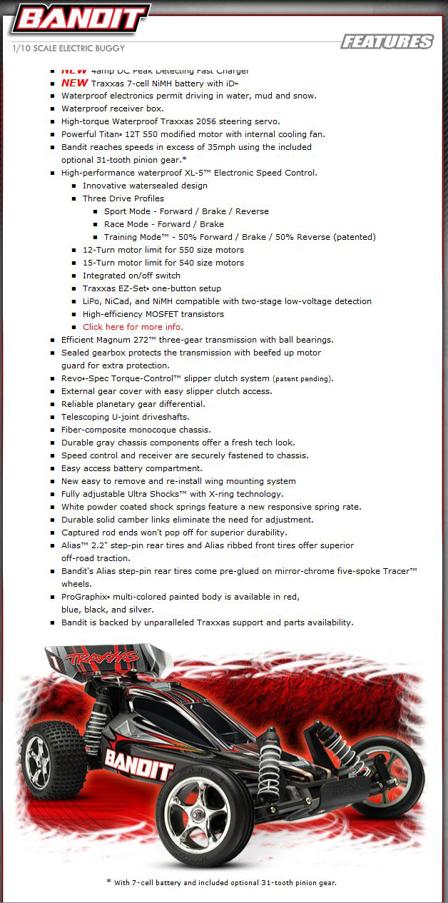 [ܼ] CB24054-1 [Traxxas]    2 Bandit 1/10 Extreme Sport buggy (Black / RTR) - , , ͸  