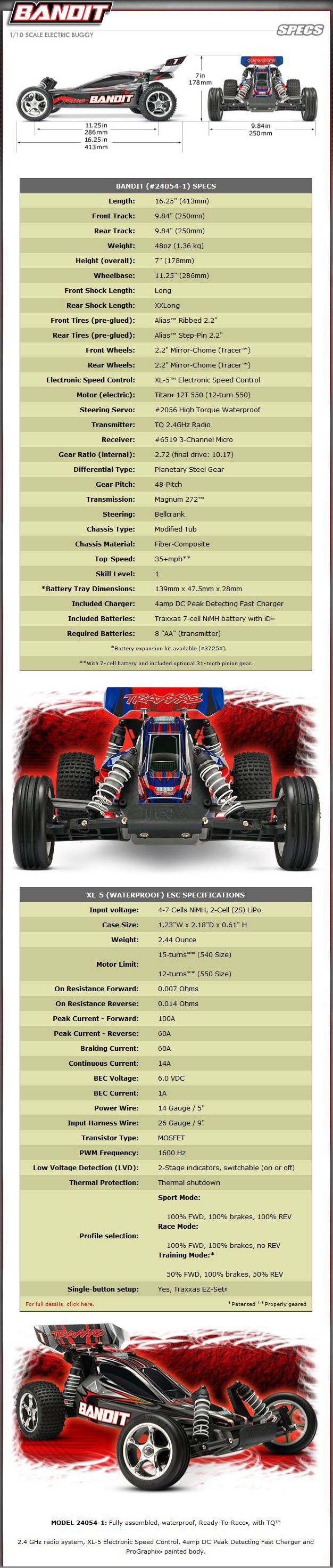 [ܼ] CB24054-1 [Traxxas]    2 Bandit 1/10 Extreme Sport buggy (Black / RTR) - , , ͸  