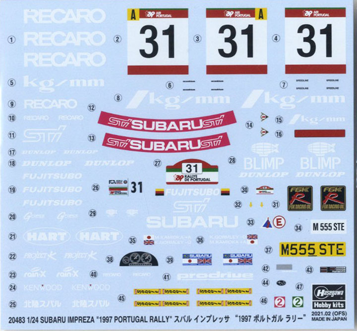 [ܼ] BH20483 [Hasegawa] BH20483 1/24 Subaru Impreza 1997 Rally de Portugal