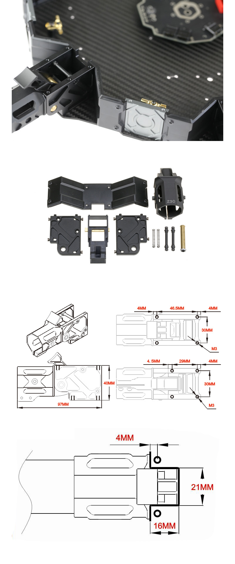 [ܼ] TL30A1 [TR] Z30 Water Proof Metal Folding Arm Base Assy(30/Black)