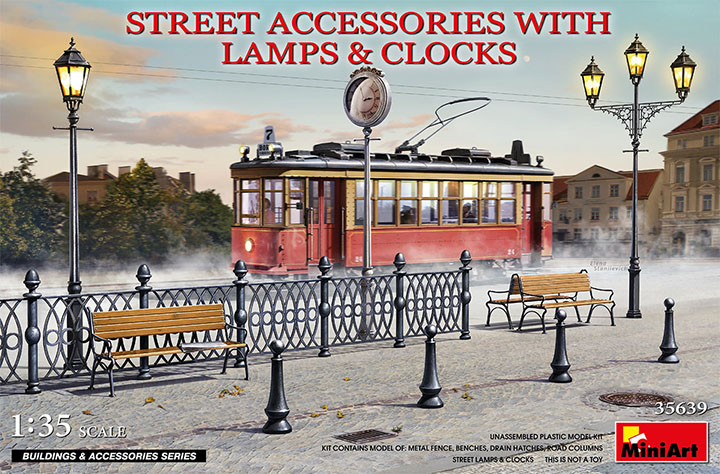 [ܼ] BE35639 [Miniart] BE35639 1/35 Street Accessories with Lamps and Clocks