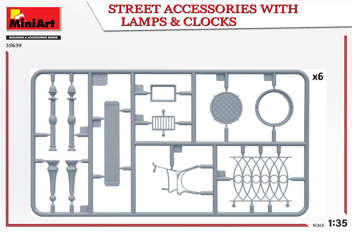 [���ܼ�] BE35639 [Miniart] BE35639 1/35 Street Accessories with Lamps and Clocks