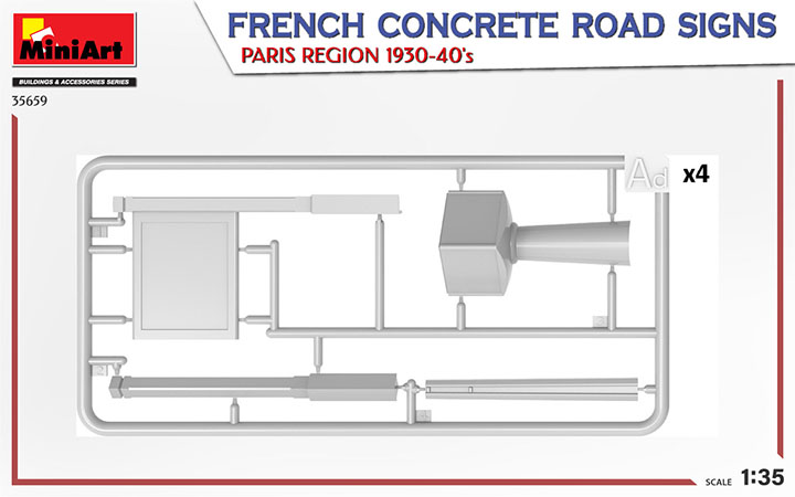 [ܼ] BE35659 [Miniart] BE35659 1/35 French Concrete Road Signs.Paris Region 1930-40s