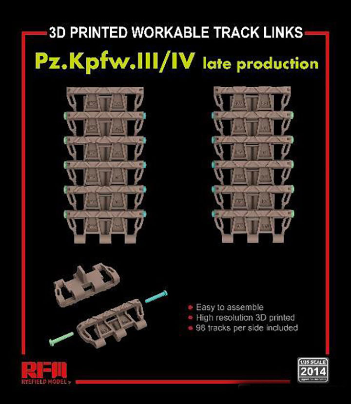 [ܼ] CRM2014 [RFM] CRM2014 1/35 3D Printed Workable Track Links for Pz.Kpfw.III/IV Late Production -  