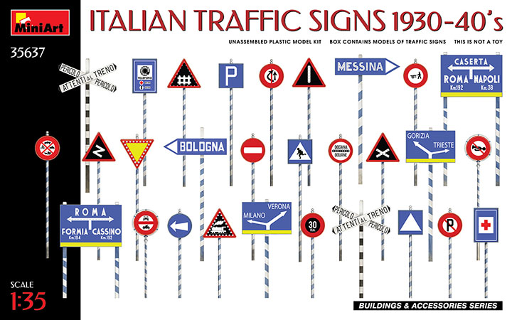 [ܼ] BE35637 [Miniart] BE35637 1/35 Italian Traffic Signs 1930-40s