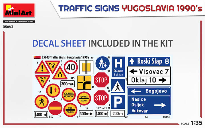 [���ܼ�] BE35643 [Miniart] BE35643 1/35 Traffic Signs. Yugoslavia 1990s