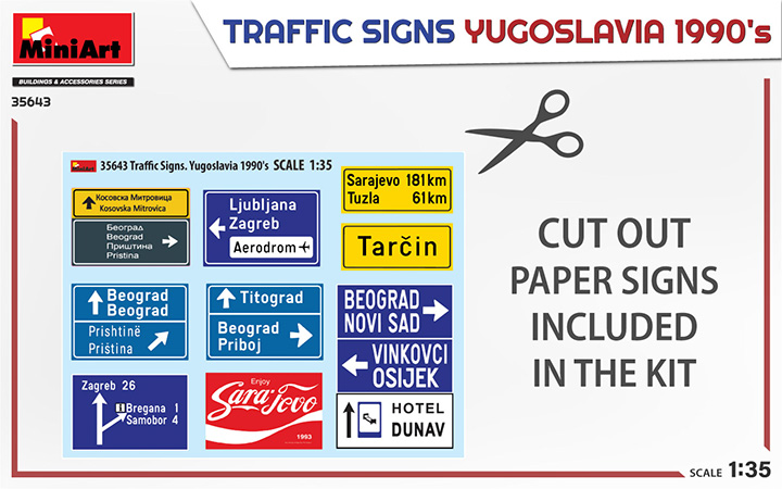 [ܼ] BE35643 [Miniart] BE35643 1/35 Traffic Signs. Yugoslavia 1990s