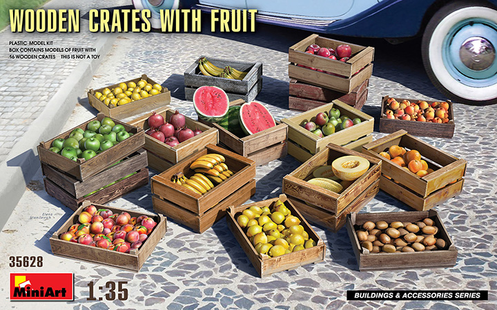[ܼ] BE35628 [Miniart] BE35628 1/35 Wooden Crates with Fruit