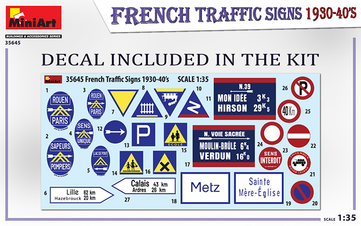 [ܼ] BE35645 [Miniart] BE35645 1/35 French Traffic Signs 1930-40s