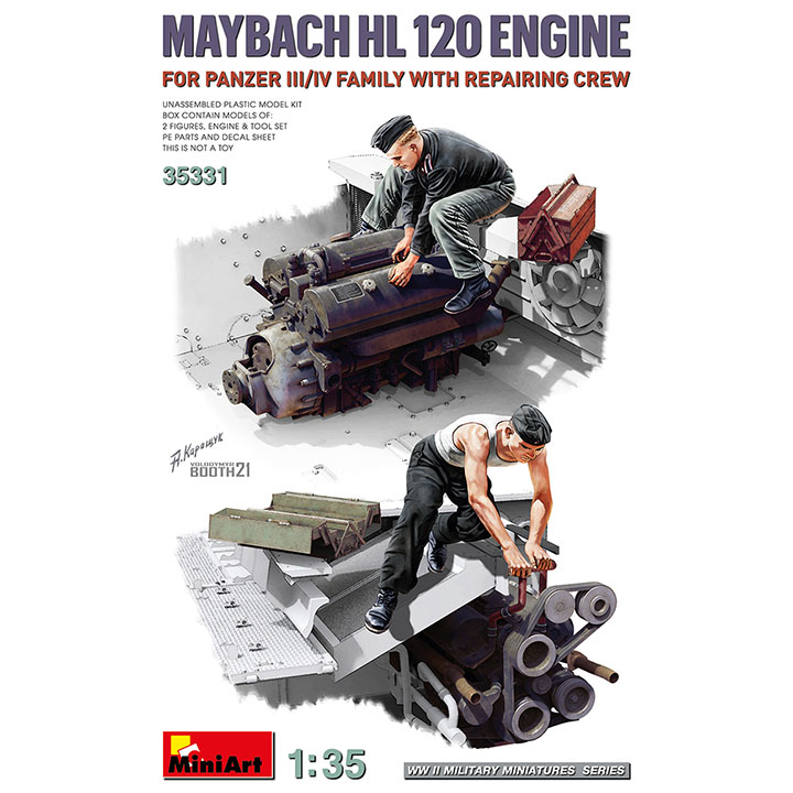 [ܼ] BE35331 [Miniart] BE35331 1/35 Maybach HL120 Engine for Panzer III/IV Family with Repair Crew
