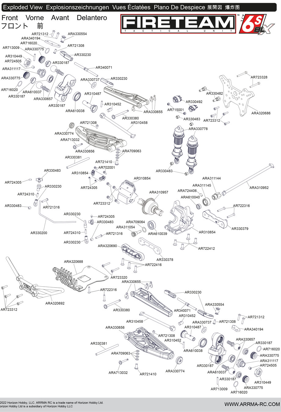 [���ܼ�] ARA7618T1 [ARRMA] 1/7 FIRETEAM 6S 4WD BLX Speed Assault Vehicle RTR Black