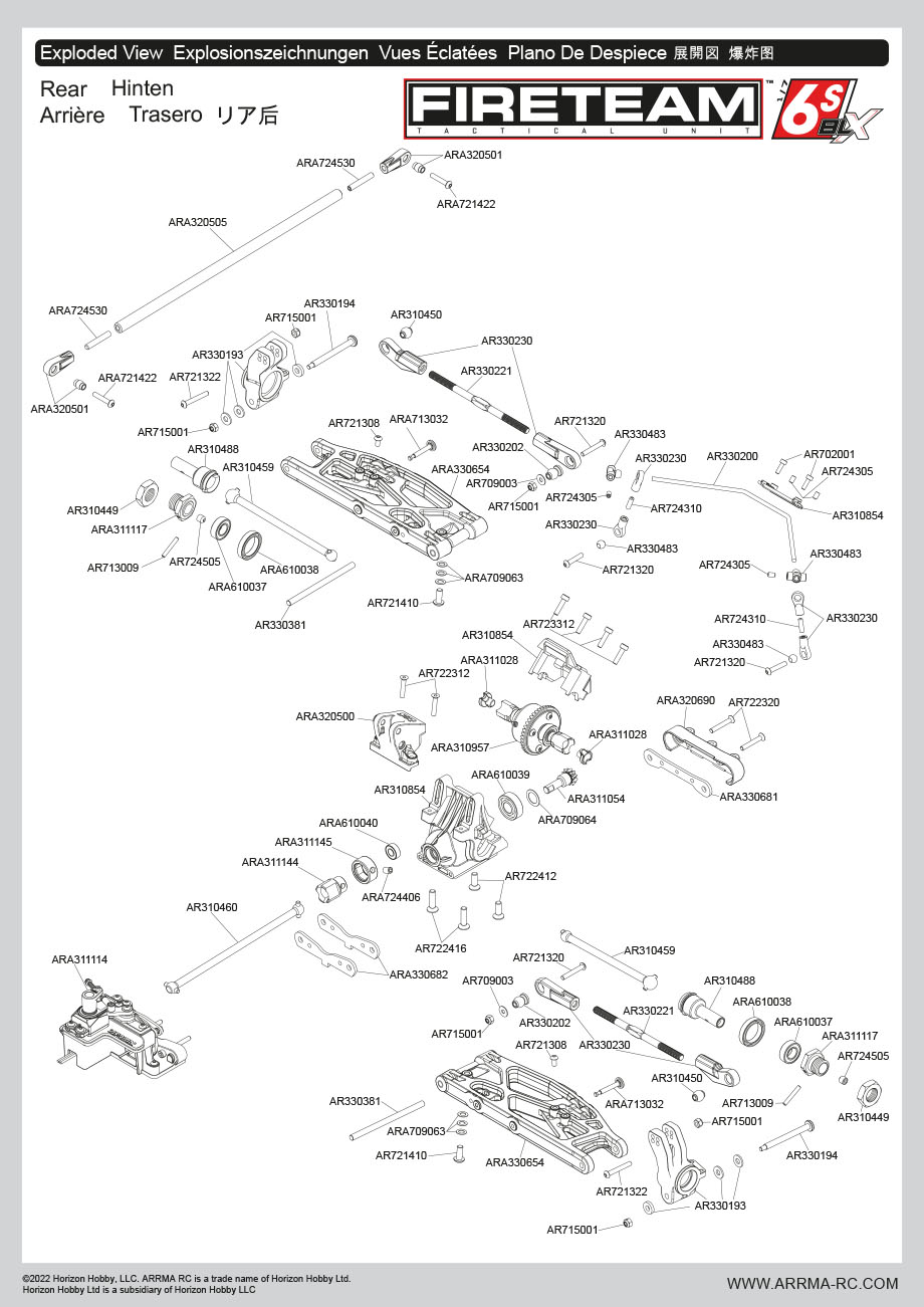 [���ܼ�] ARA7618T1 [ARRMA] 1/7 FIRETEAM 6S 4WD BLX Speed Assault Vehicle RTR Black