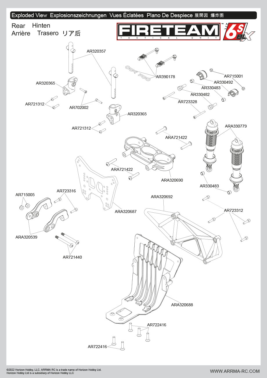 [���ܼ�] ARA7618T1 [ARRMA] 1/7 FIRETEAM 6S 4WD BLX Speed Assault Vehicle RTR Black