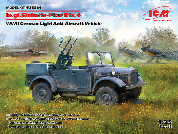 [���ܼ�] BICM35584 [ICM] BICM35584 1/35 le.gl.Einheits-Pkw Kfz.4 WWII German Light Anti-Aircraft Vehicle