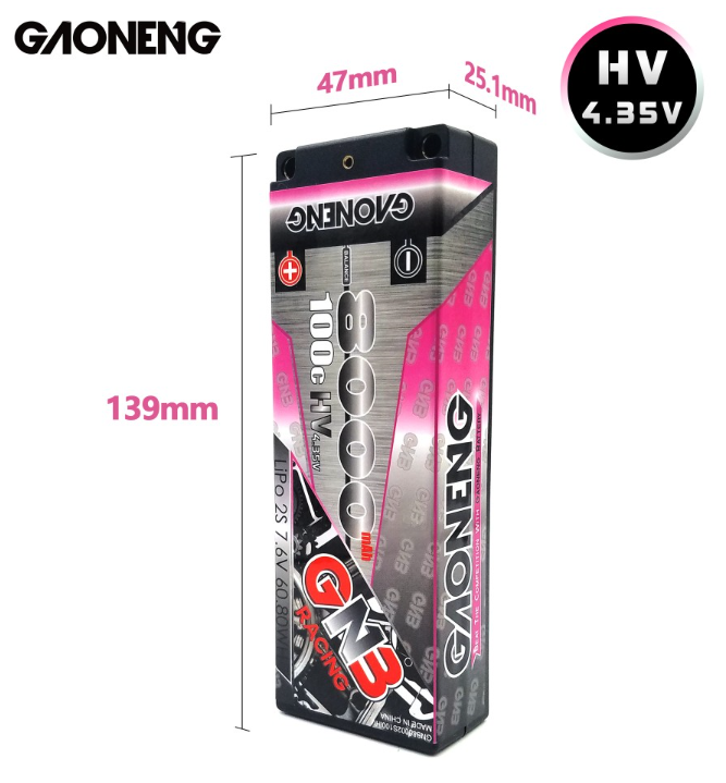 [���ܼ�] GNB80002S100iHV [GNB] 7.6V 8000mAh 2S HV 100C ��Ƭ������ ���͸� (�ϵ����̽�) - 5mm �����