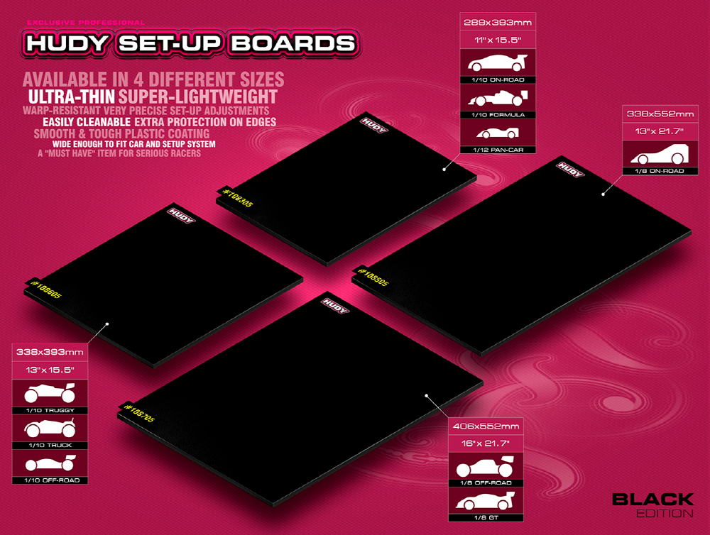 [ܼ] 108605 [HUDY] FLAT SET-UP BOARD FOR 1/10 OFF-ROAD - LIGHTWEIGHT - BLACK
