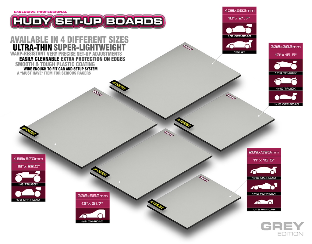 [���ܼ�] 108601 [HUDY] (�淮 �¾� ����) FLAT SET-UP BOARD FOR 1/10 OFF-ROAD - LIGHTWEIGHT - GREY