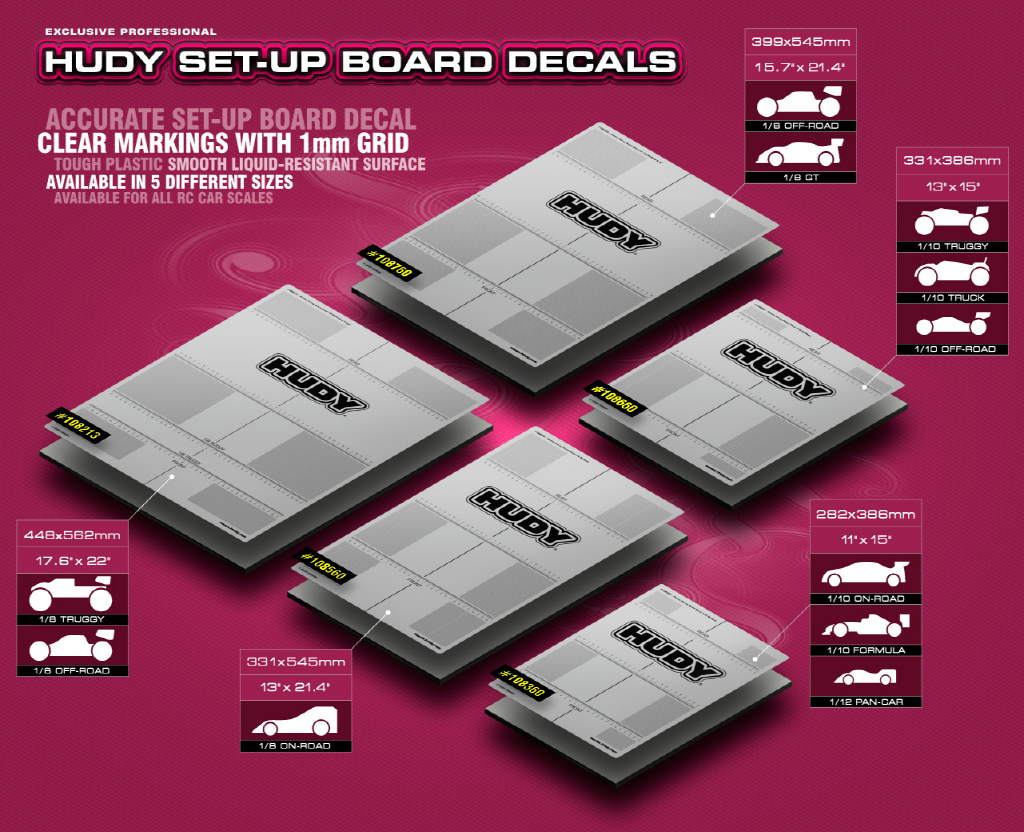 [ܼ] 108760 [HUDY] 108760 PLASTIC SET-UP BOARD DECAL 399x545mm - 1/8 OFF-ROAD & GT