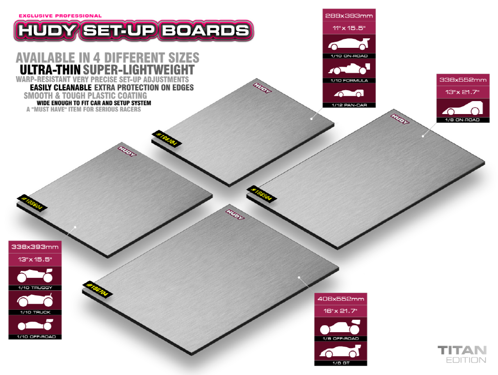 [ܼ] 108304 [HUDY] (淮 ¾) 108304 FLAT SET-UP BOARD FOR 1/10 TC - LIGHT WEIGHT - TITAN