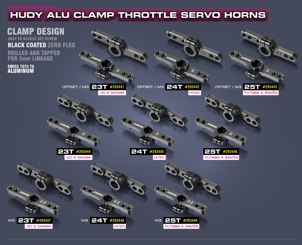 [���ܼ�] 293442 [HUDY] 293442 ALU CLAMP THROTTLE SERVO HORN - HITEC - OFFSET - 2-HOLE - 24T