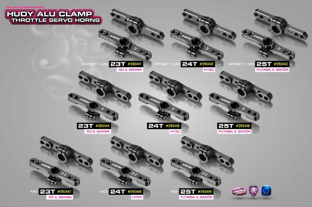 [���ܼ�] 293449 [HUDY] 293449 ALU CLAMP THROTTLE SERVO HORN - FUTABA, SAVÖX - 2-HOLE - M3 - 25T