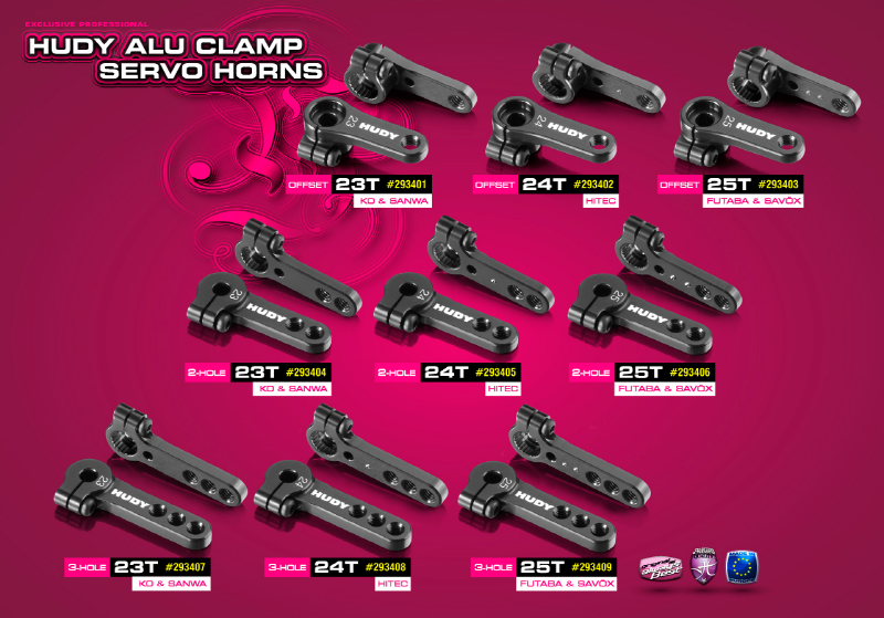 [���ܼ�] 293404 [HUDY] 293404 ALU CLAMP SERVO HORN - KO PROPO, JR, SANWA, AIRTRONICS - 2-HOLE - 23T