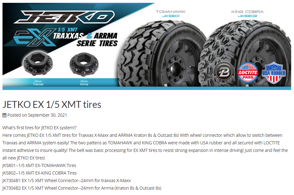 [���ܼ�] JKO1801CBMSGBB1 [JETKO] 1/8 MT 3.8 EX-TOMAHAWK/Claw Rim (2pcs) Belted